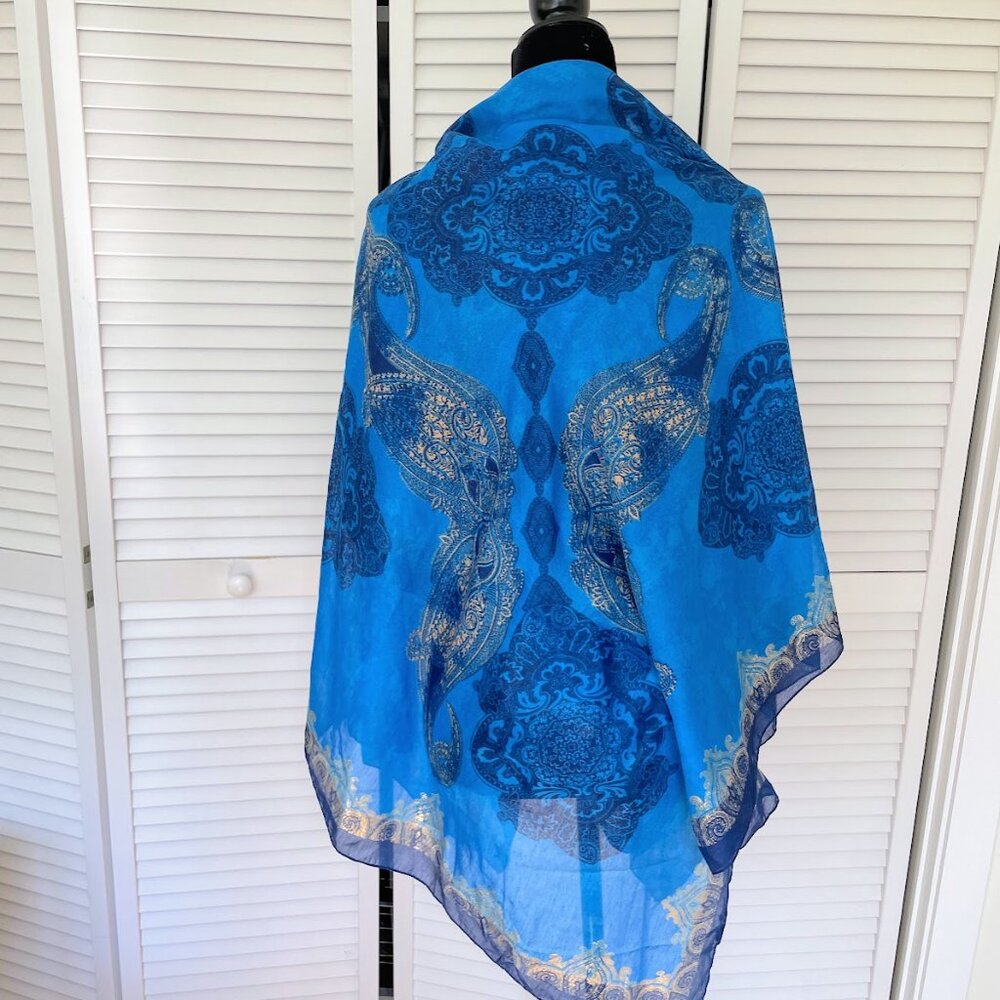 Large Blue and Golden  Scarf